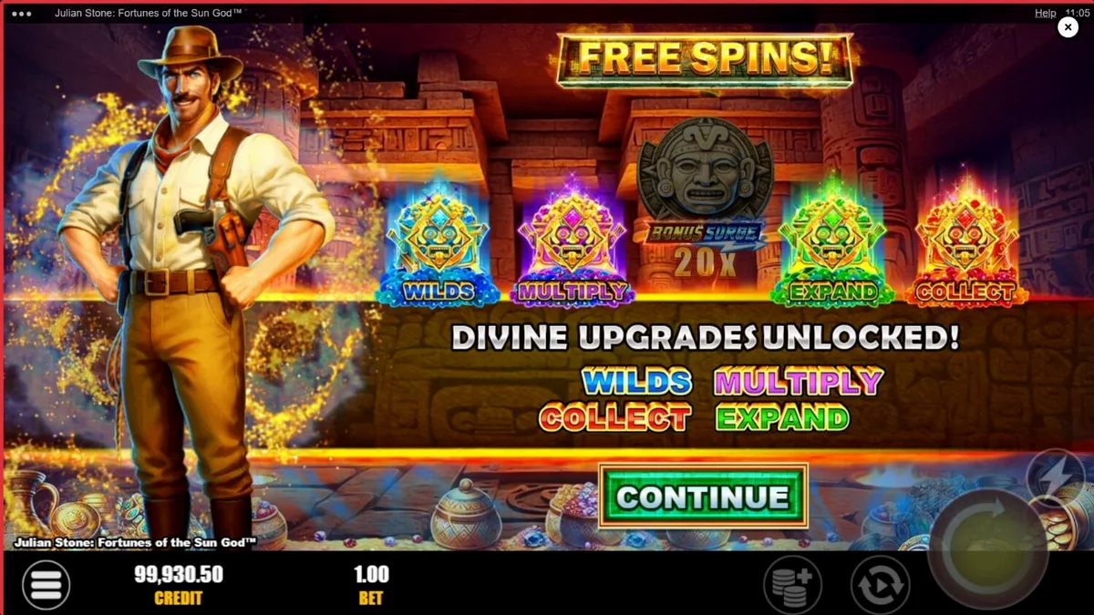 Pemandangan hutan Aztec dalam slot Julian Stone: Fortunes of the Sun God