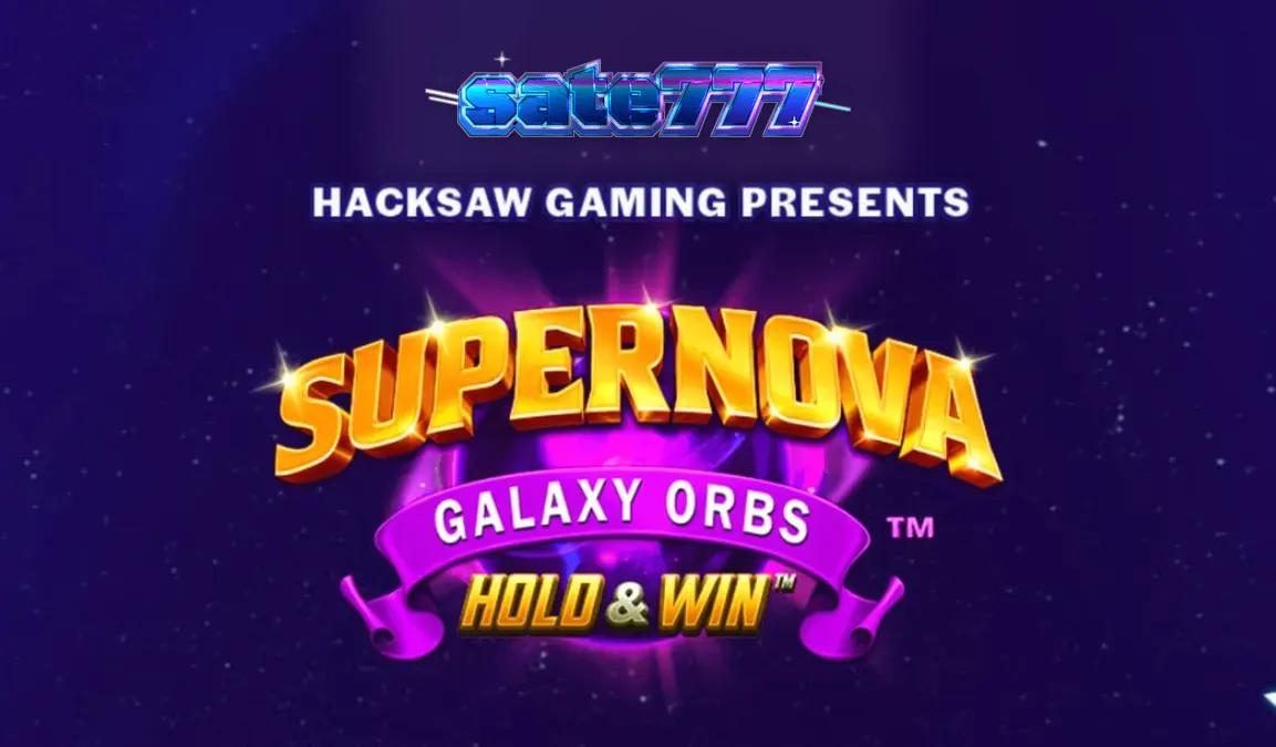 Tampilan visual slot Supernova Galaxy Orbs dengan latar belakang kosmik dan simbol buah retro.