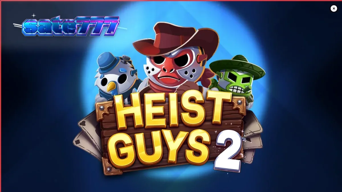 Tampilan visual slot Heist Guys 2 dengan latar belakang gurun Wild West